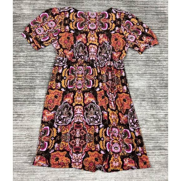Madison Dress Womens‎ Large Multicolor V-Neck ALine Short Sleeve Polyester Blend - Picture 7 of 11